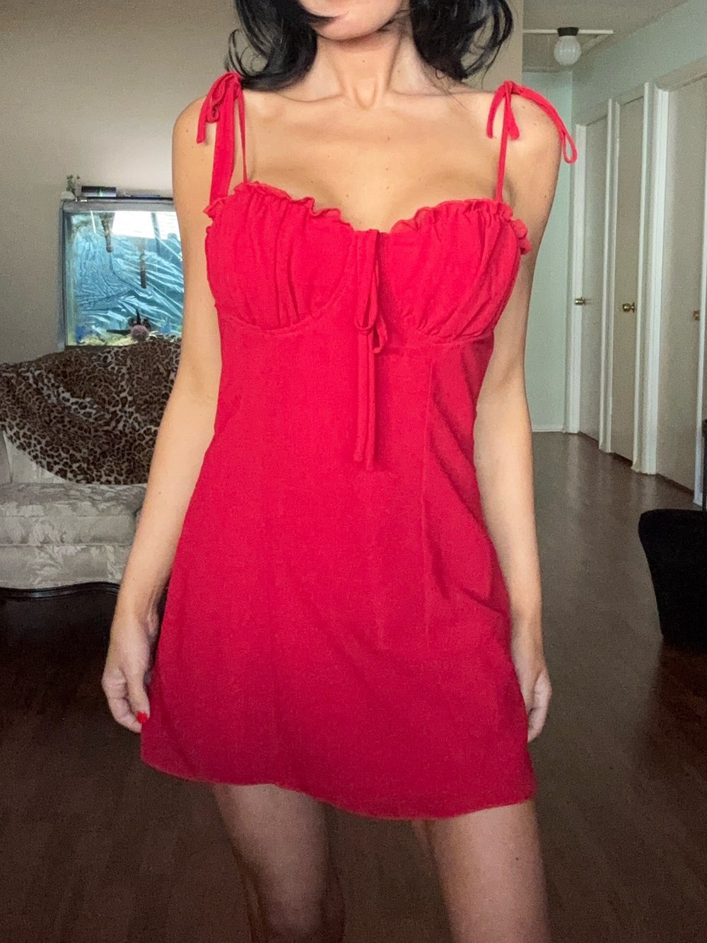 Red Tie-Strap Bustier Mini Dress